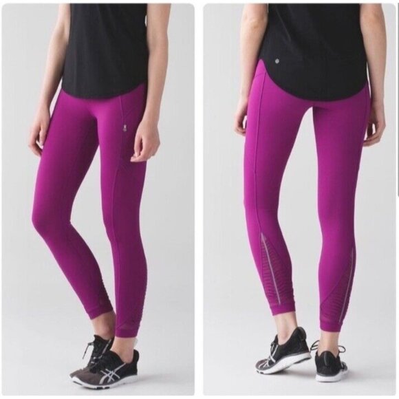 Lululemon Making Moves Tight Pants Pleated Leg Regal Plum Side Pockets 4 - Picture 1 of 11